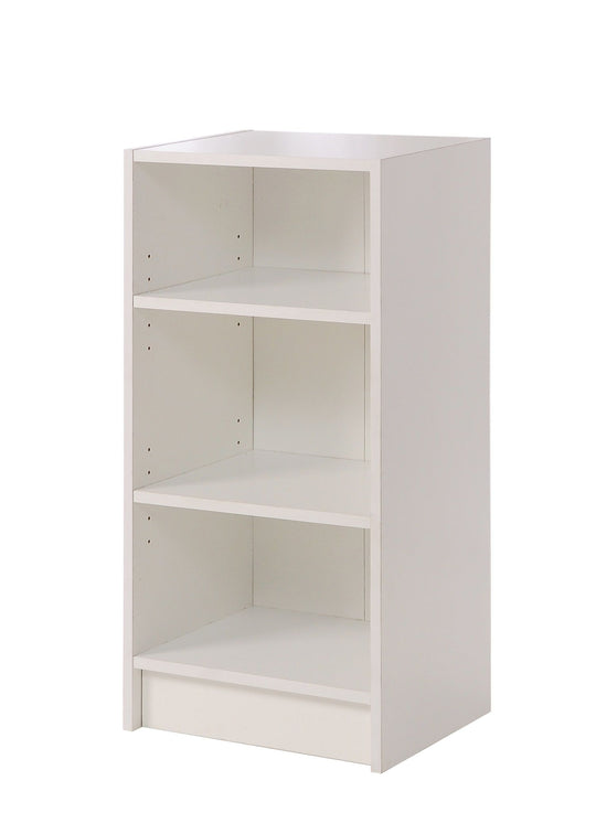 Narrow White Bookcase with 3 Adjustable Shelves – Modern Storage Unit