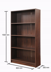 Tall Walnut Bookcase with 4 Adjustable Shelves – Modern Home Storage - Lavish Kitchen Isle