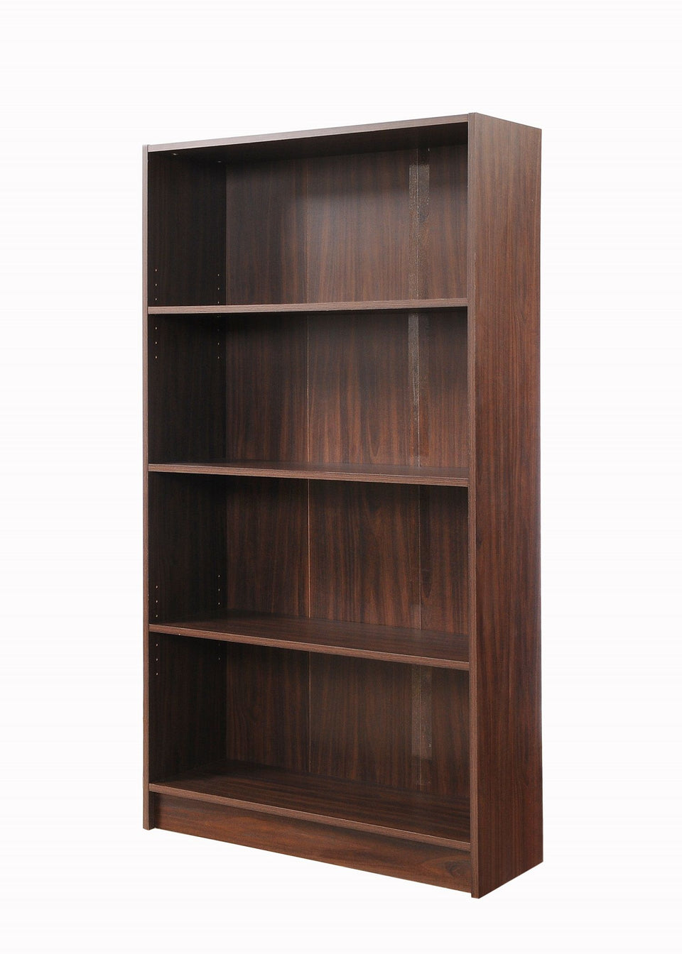 Tall Walnut Bookcase with 4-Tier Adjustable Bookshelf Shelving – Storage Unit for Living Room or Home Office