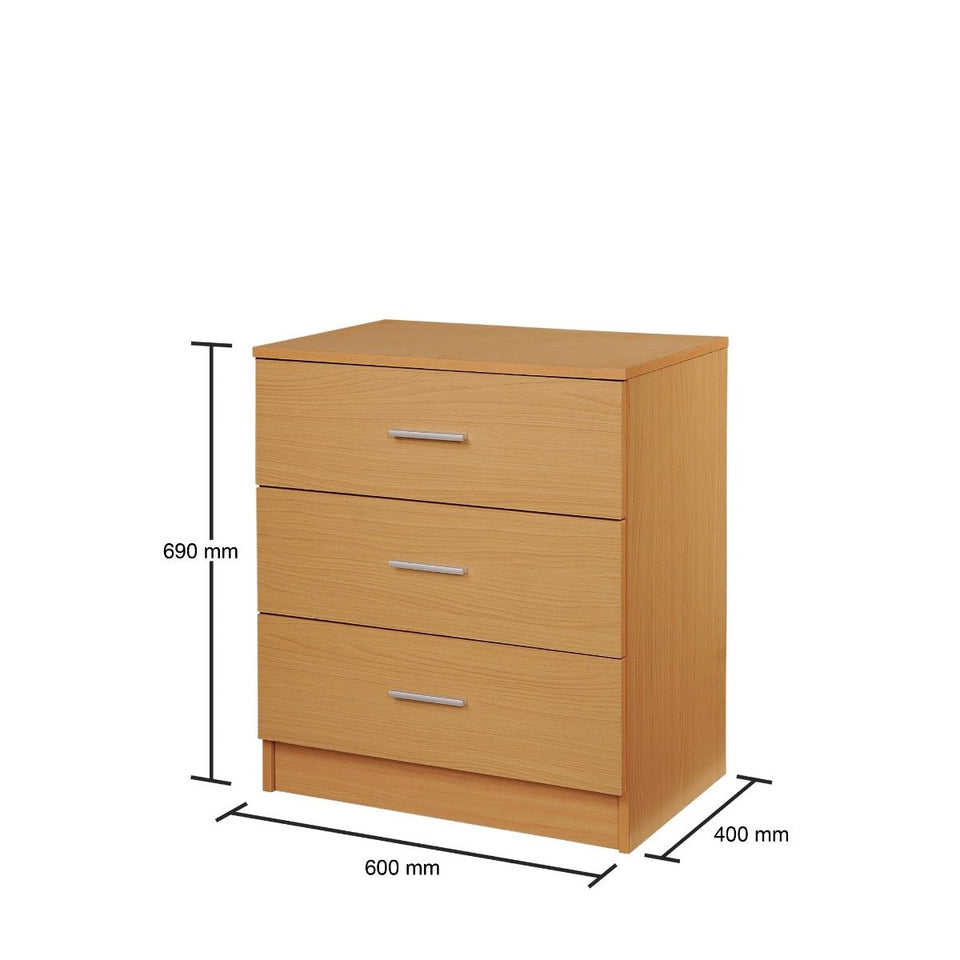 3 Piece Bedroom Furniture Set Wardrobe Bedside Cabinet Chest of Drawers