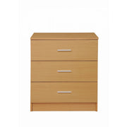 Lavish Kitchen Isle 3-drawer bedroom chest of drawers with chrome metal handles, bedside cabinet storage, modern furniture design