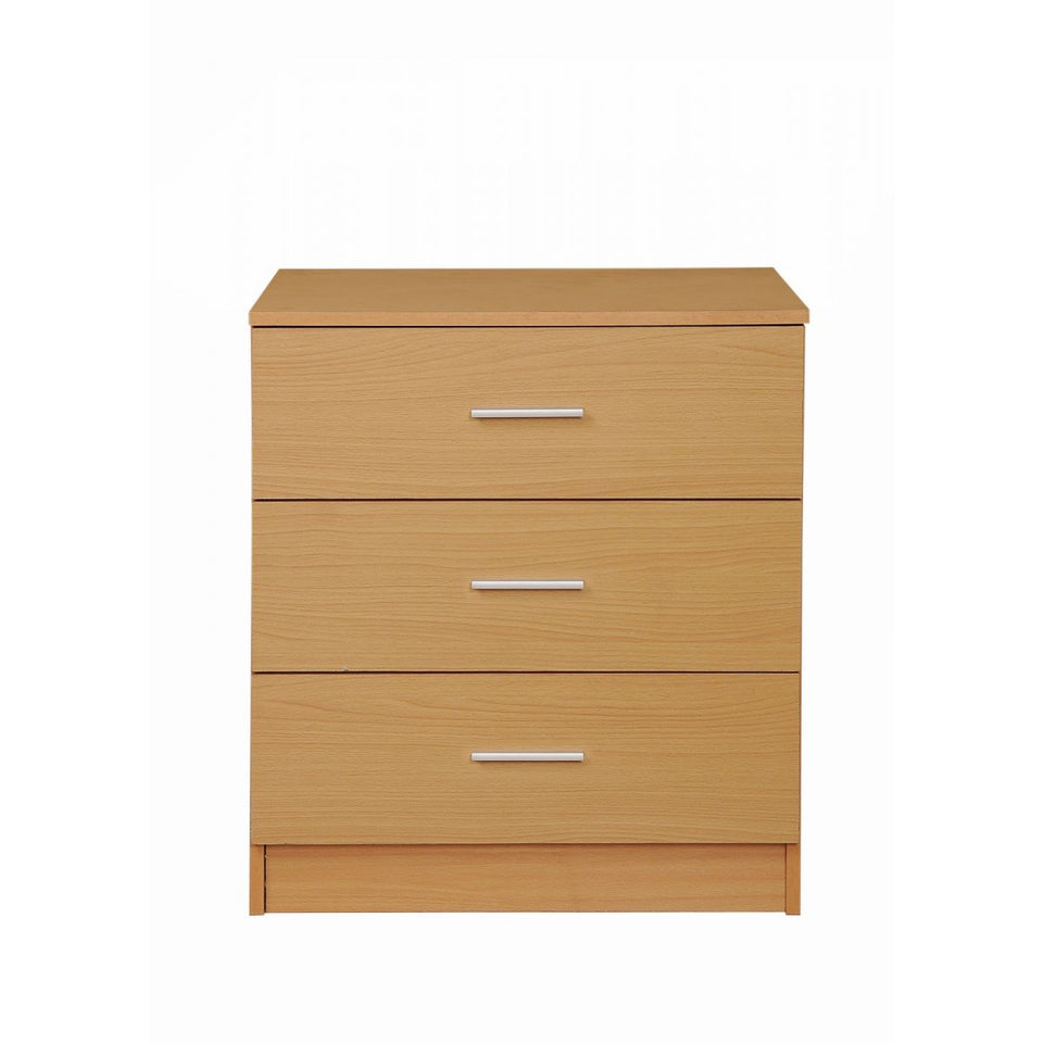 3 Chest of Drawers Bedroom Furniture Bedside Cabinet Storage Chrome Metal Handles