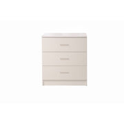 Lavish Kitchen Isle 3-drawer bedroom chest with chrome metal handles, bedside cabinet storage, modern furniture design