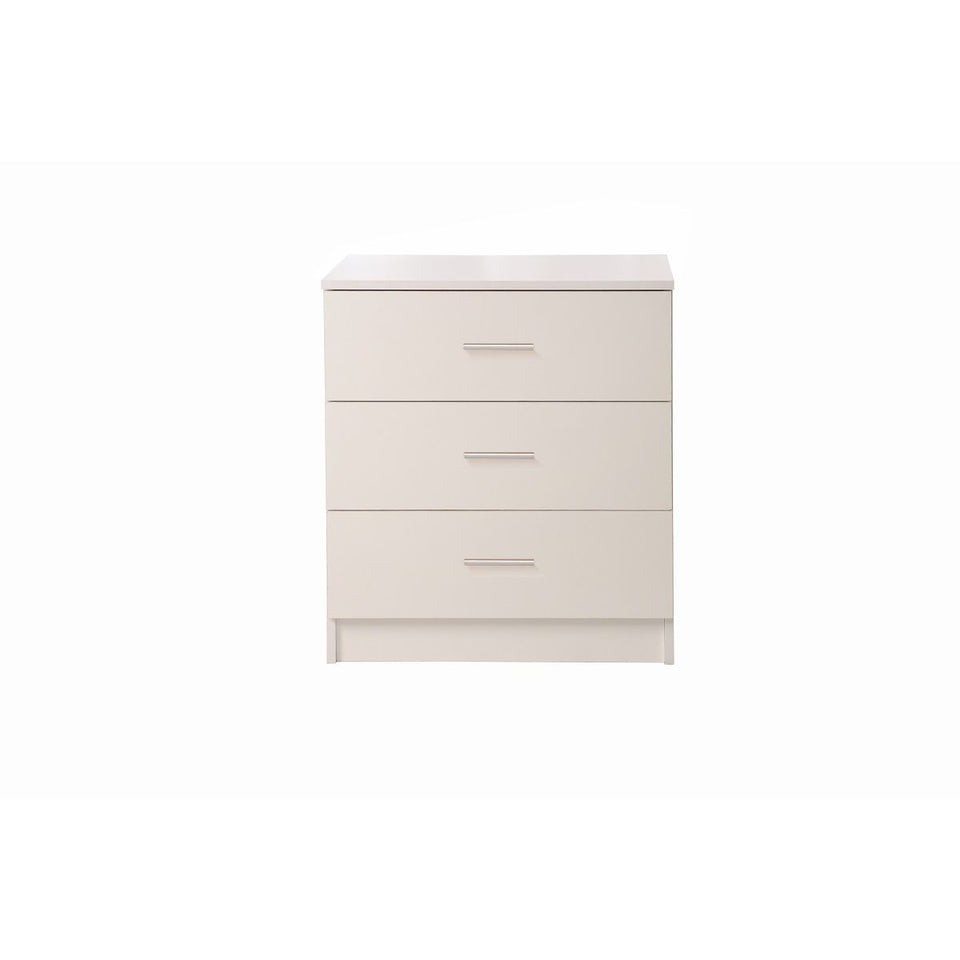 3 Chest of Drawers Bedroom Furniture Bedside Cabinet Storage Chrome Metal Handles