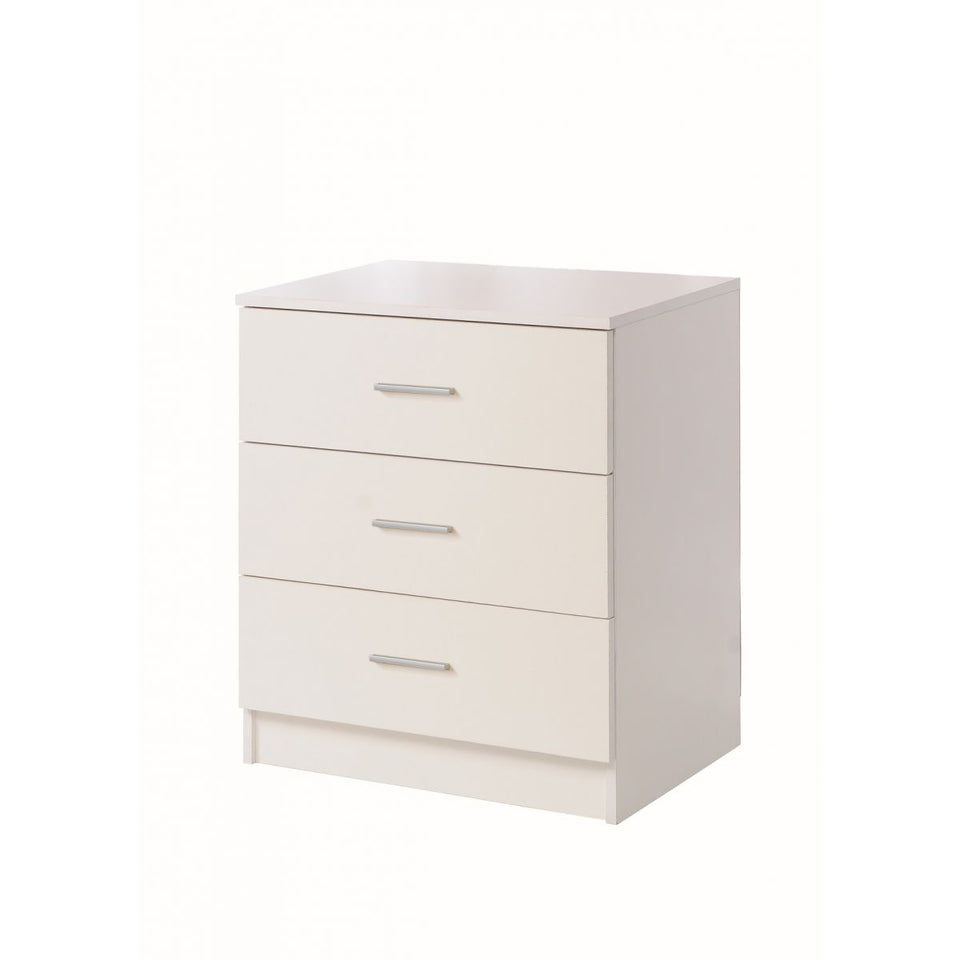 3 Chest of Drawers Bedroom Furniture Bedside Cabinet Storage Chrome Metal Handles