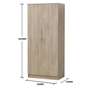 2 Door Wardrobe Storage Hanging Door Cupboard Hanging Rail and 1 interior Shelf - Lavish Kitchen Isle