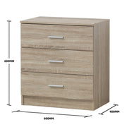 3 Piece Bedroom Furniture Set Wardrobe Bedside Cabinet Chest of Drawers in Stylish Finishes - Lavish Kitchen Isle