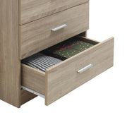 Lavish Kitchen Isle 3-drawer bedroom chest with chrome metal handles and wooden finish, ideal for bedroom storage.