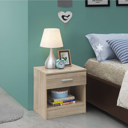 Modern Nightstand with 1 Drawer Bedside Table with Shelf Storage