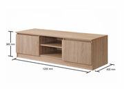 Lavish Kitchen Isle 120cm Sonoma Oak TV cabinet with 2 doors and open shelves, modern media storage unit.
