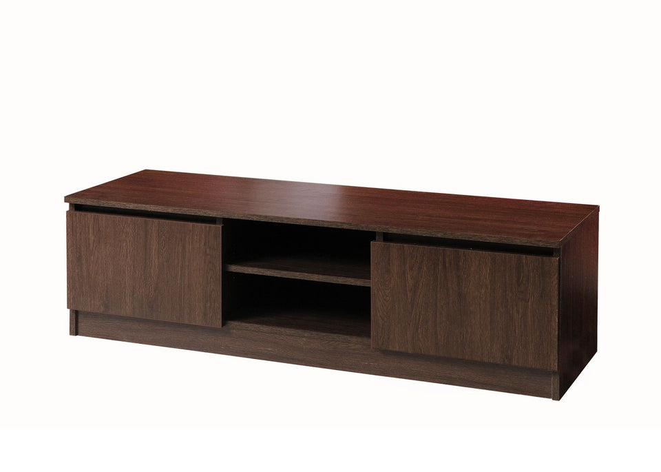 120cm Dark Oak TV Stand Cabinet Unit with 2 Doors and Open Shelf Modern Media Console