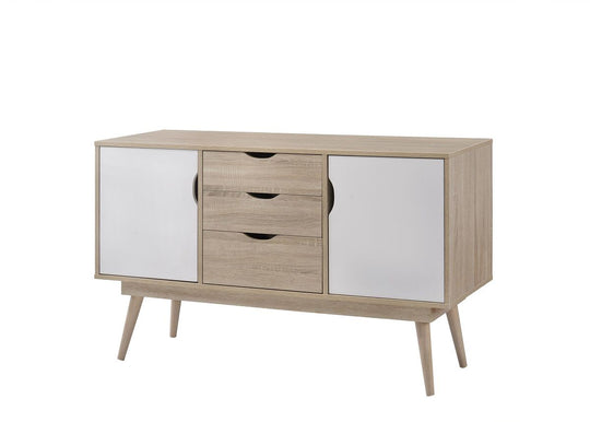Sonoma Oak Sideboard Cabinet – 2 Doors & 3 Drawers, Scandinavian Style
