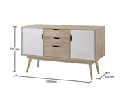 Sonoma Oak Sideboard Cabinet – 2 Doors & 3 Drawers, Scandinavian Style