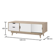 Modern Sonoma Oak TV Stand Cabinet – 2 Doors & 2 Drawers
