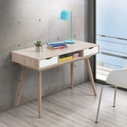 Sonoma Oak Home Office Desk with 2 Drawers – Scandinavian Style