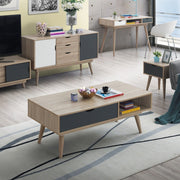 Sonoma Oak Coffee Table with 1 Drawer & 1 Shelf – Wide Tabletop Storage