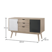 Modern Sideboard Cabinet with 2 Doors & 3 Drawers – Sonoma Oak