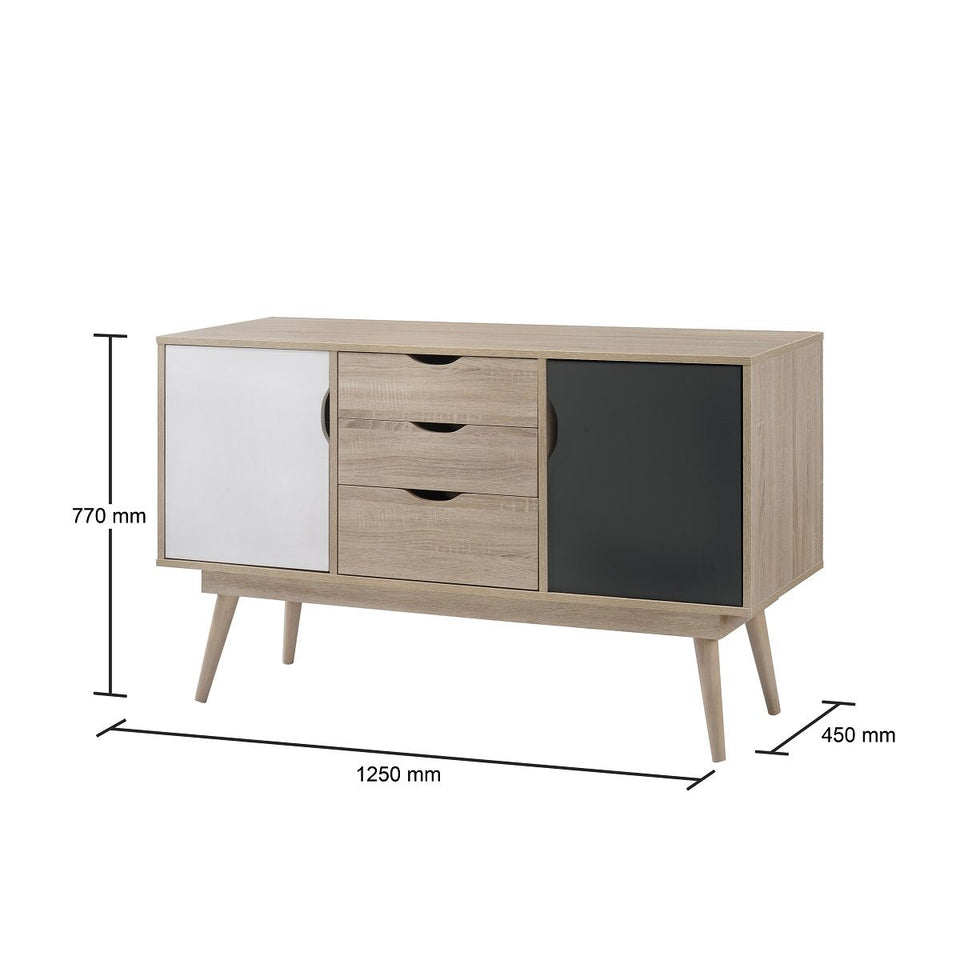 Sonoma Oak Sideboard Cabinet with 2 Doors & 3 Drawers – Ideal Storage Buffet for Living or Dining Room