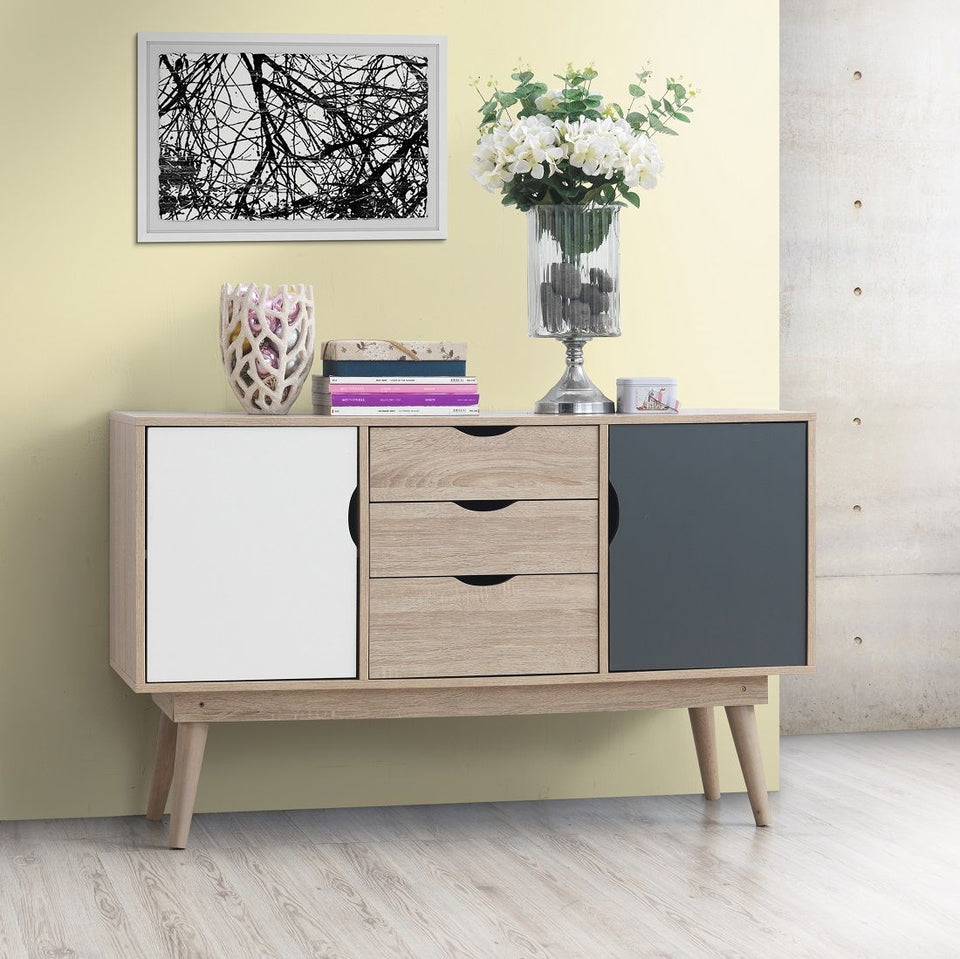 Sonoma Oak Sideboard Cabinet with 2 Doors & 3 Drawers – Ideal Storage Buffet for Living or Dining Room