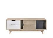 Modern Lavish Kitchen Isle TV stand cabinet with Sonoma Oak finish, 2 doors and 2 drawers for stylish storage.