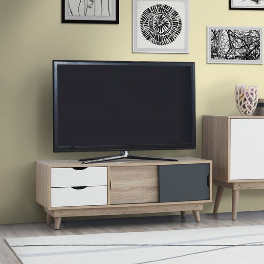 Modern TV Stand Cabinet with 2 Doors & 2 Drawers – Sonoma Oak