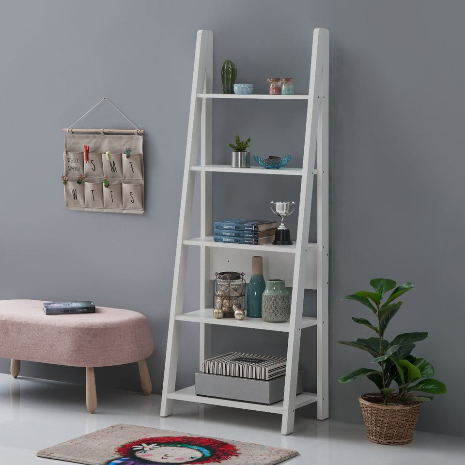 5 Tier Ladder Shelving Storage Shelves  Bookcase Unit