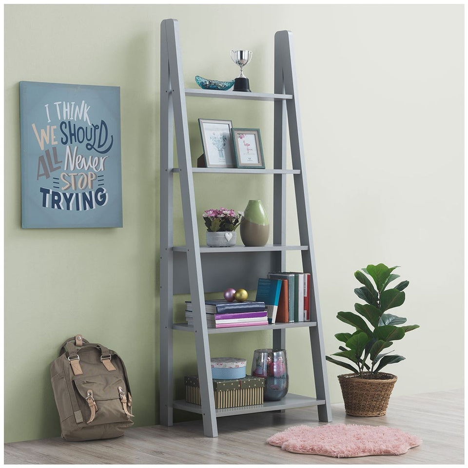 5 Tier Ladder Shelving Storage Shelves  Bookcase Unit