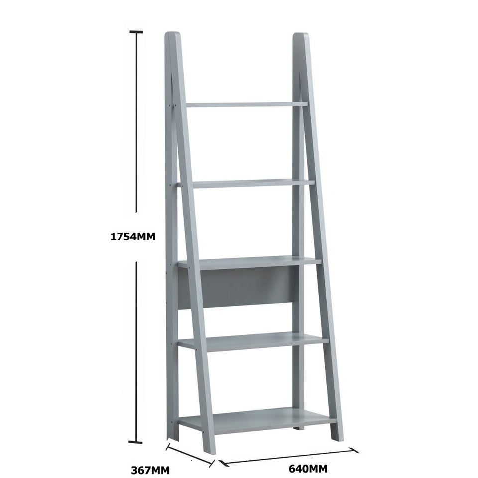 5 Tier Ladder Shelving Storage Shelves  Bookcase Unit