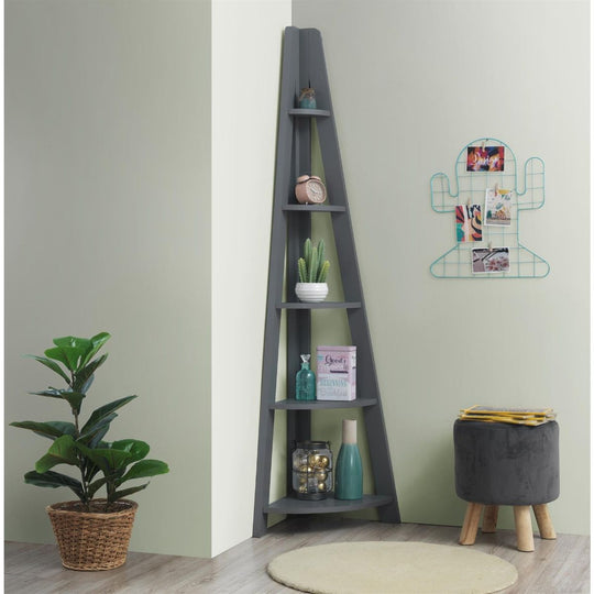 5 Tier Corner Ladder Shelving Storage Shelves  Bookcase Unit