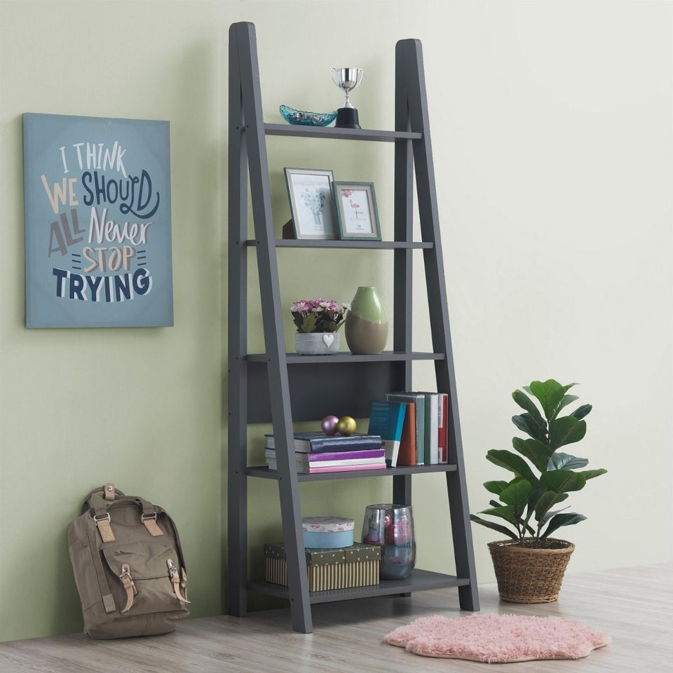 5 Tier Ladder Shelving Storage Shelves  Bookcase Unit