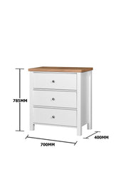 Agonmi 3 Drawer Chest – Stylish Bedroom Furniture and Storage Solution in White