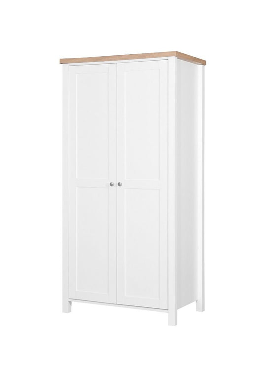 Agonmi 2 Door Wardrobe Storage with Hanging Rail and Shelving in White