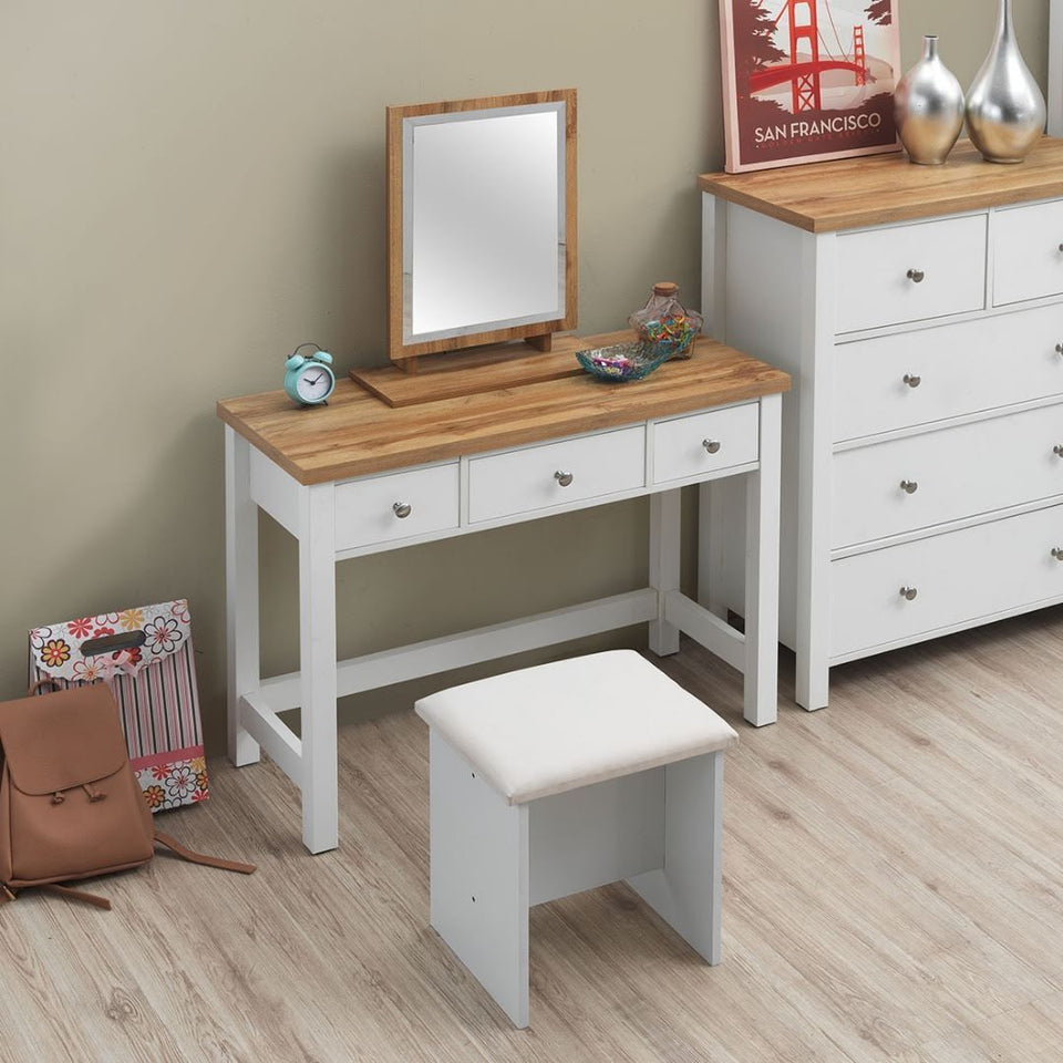 Agonmi Dressing Table with 3 Drawers Elegant Vanity Table in White for Bedroom, Makeup Desk, with Storage