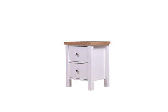 White Nightstand with 2 Drawers - Modern Bedside Table for Lamps, Shelf Storage, Bedroom Furniture
