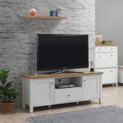 Modern TV Stand Cabinet Unit with 2 Doors, 1 Drawer, and Shelf Storage - White