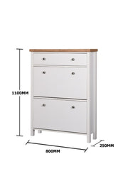 Lavish Kitchen Isle Agonmi 3-tier white wooden shoe cabinet with storage shelves for space-saving organization.