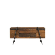 Modern rustic TV stand cabinet with 2 drawers and 4 open shelves, Lavish Kitchen Isle TV unit for living room decor.