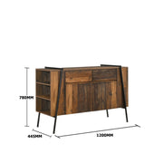 Rustic Lavish Kitchen Isle sideboard cabinet with 2 doors, 2 drawers, and open storage for living or dining room decor.