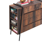 Rustic 4-drawer bedroom storage cabinet with metal frame by Lavish Kitchen Isle, featuring a sturdy and stylish design.