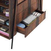 Rustic 4-drawer bedroom storage chest with metal frame, featuring a durable design and stylish rustic finish.