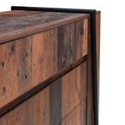 Rustic 4-drawer chest of drawers with metal frame, bedroom storage cabinet by Lavish Kitchen Isle, featuring a sturdy, industrial design.