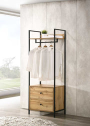 Lavish Kitchen Isle open wardrobe with 2 drawers and shelves, featuring hanging space and storage for organized clothing and accessories.