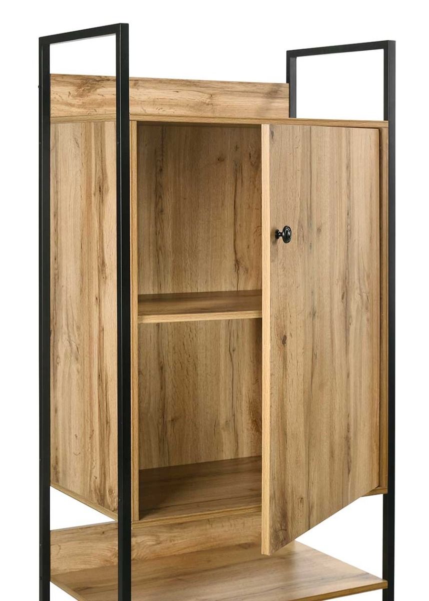 Storage Cabinet with 1 Door & 4 Shelves Wardrobe Storage with Cupboard and Open Shelving for Bedroom Furniture