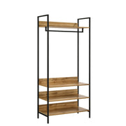 Open Wardrobe with 4 Shelves Wardrobe Storage with Hanging Rail and Shelving Small Space - Lavish Kitchen Isle