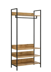 Open Wardrobe with 4 Shelves Wardrobe Storage with Hanging Rail for Small Space Solutions Oak Effect