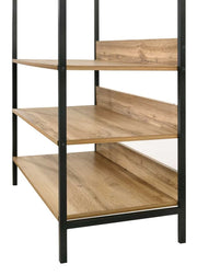 Open Wardrobe with 4 Shelves Wardrobe Storage with Hanging Rail for Small Space Solutions Oak Effect