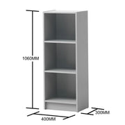 Medium light grey Lavish Kitchen Isle bookcase with three adjustable shelves for home or office storage.