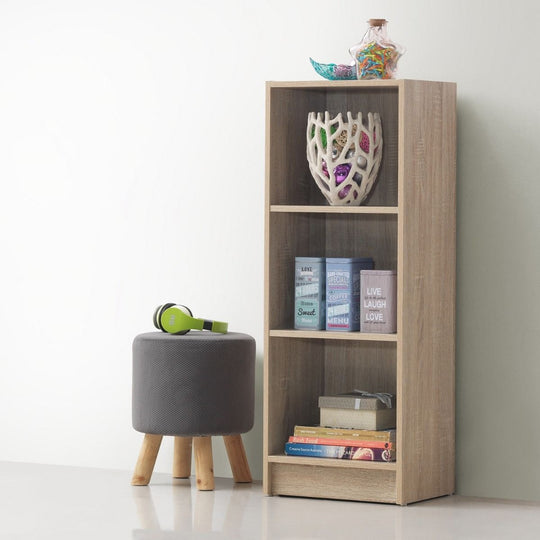 Medium Sonoma Oak Bookcase – 3 Adjustable Shelves for Home and Office