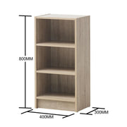 Small Sonoma Oak Bookcase – 3 Adjustable Shelves for Storage - Lavish Kitchen Isle