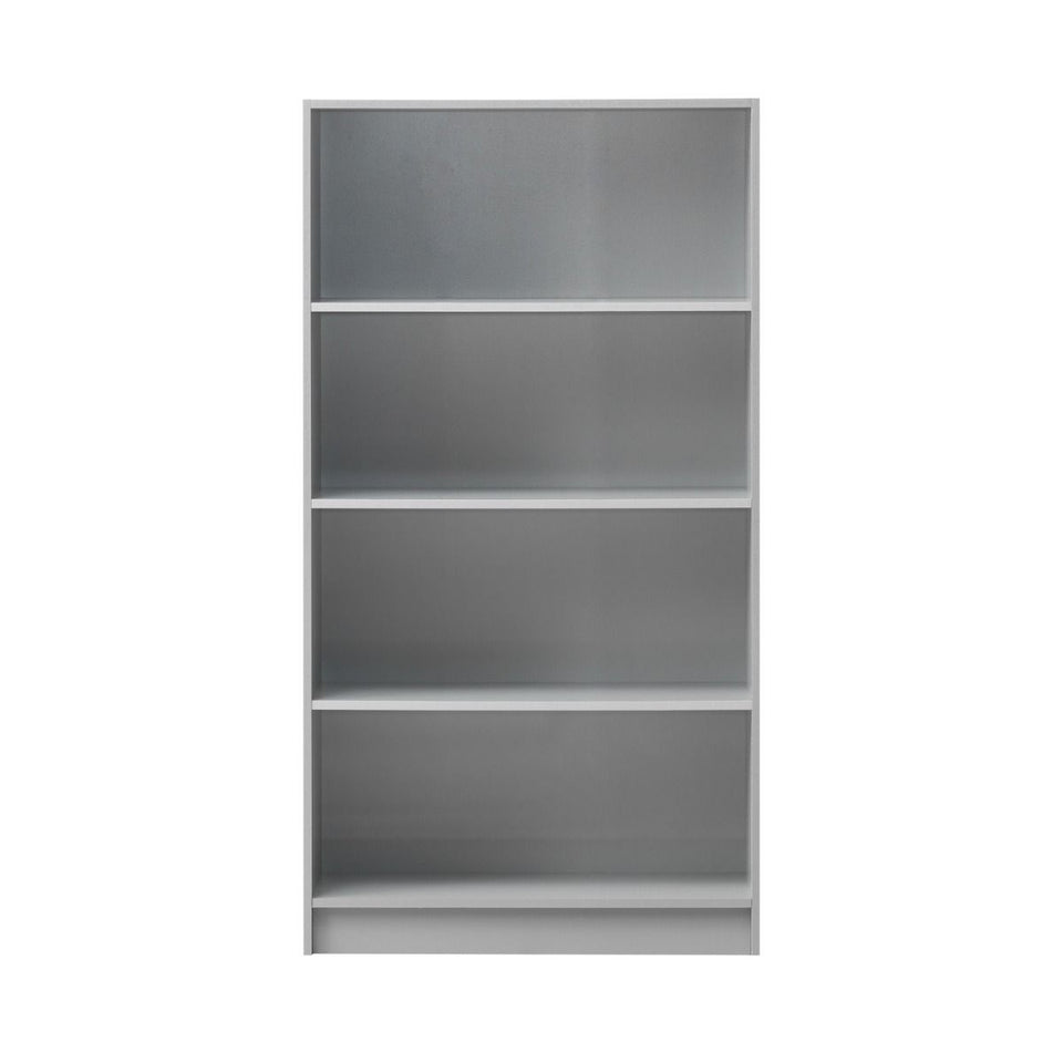 Tall Light Grey Bookcase with 4-Tier Adjustable Bookshelf Shelving – Storage Unit for Living Room or Home Office